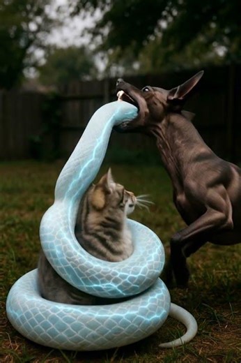 🐶 Epic Rescue: Dog vs Snake for the Kitten! 😱🔥 Every heartbeat counts here #rescue #snake