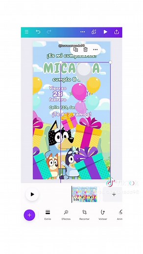 Una linda invitación de #blueyybingo ✨🙌🏻 #foryou #foryoupage #foryoupageofficiall #canva #canvadesign #canvatips #canvahacks #canvatipsandtricks #lifehacks #templates #bluey