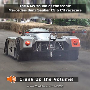 Just crank up the volume and listen to the iconic sound of the Mercedes-Benz Sauber C9 and C11 racecars. This beast was powered by Mercedes' M117 5.0 liter twin turbo V8, which in qualifying trim the engine easily produced 700 - 800bhp, but in racing spec 650bhp was the more sensible output, mated to a Hewland five speed gearbox. | NM2255