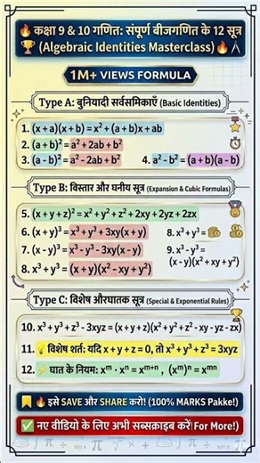 ​Class 9 Maths: Algebra के सभी सूत्र एक साथ! 🔥 | Algebraic Identities Class 9 Chapter 2 | NCERT