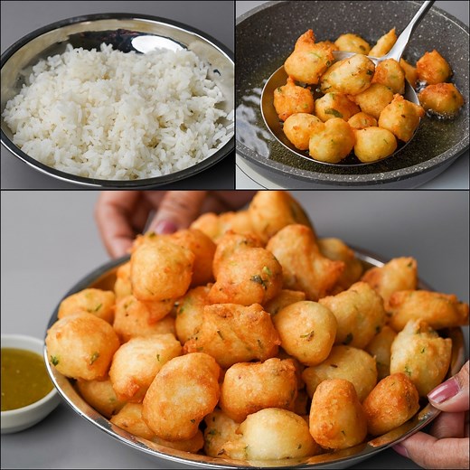 5.9M views · 7.3K reactions | I Combined Leftover Rice With Dahi & Make This Delicious Snacks Recipe | Easy Rice Ball Recipe | N'Oven - Cake & Cookies | Facebook