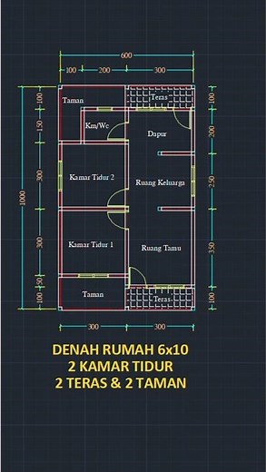 6x10 House Plan with 2 Bedrooms, 2 Terraces and 2 Gardens #houseplan #minimalisthouse