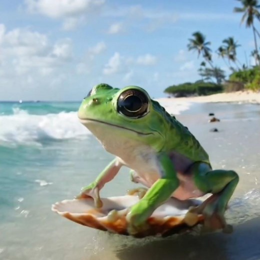 A frog 🐸 swimming 🥽 in Goa 🏖️beach #ai #trendingshorts
