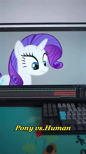 A person is playing with the ponies. Original author @StormVFX#MyLittlePony #Fluttershy #PinkiePie