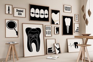 Dentist Gallery Set of 15 Drawings, Dental Office Decoration, Dentistry Print, Toothbrush Poster, Clinic Digital File, Tooth, Black White - Etsy