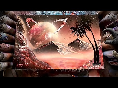 Double Ringed Saturn Bay -FULL TUTORIAL - SPRAY PAINT ART by Skech