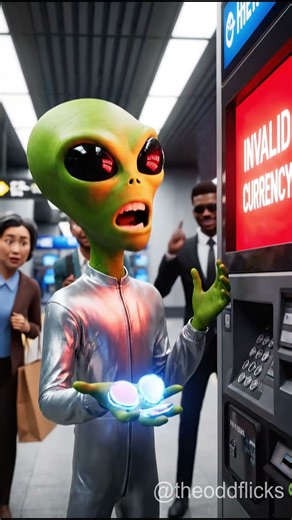 Alien Tries to Pay for a Metro Ticket (But Earth Says No 😂👽) #theoddflicks #funny #alien #machine