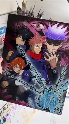 ig:enricafossaluzza #jujustukaisenanime #gojosensei #itadoriyuji #animeglasspainting #animeartist