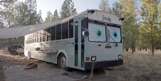 This Couple Transformed a School Bus Into an Off-Grid RV With Lots of Space