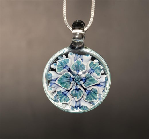 Lotus Flower Pendant | Chrysanthemum Glass Design | Handmade Jewelry | Nature Inspired - Etsy