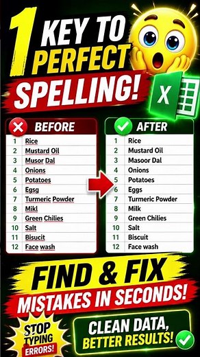 Fix Spelling Mistakes in Excel Instantly 🤫 #excel #shorts #exceltips