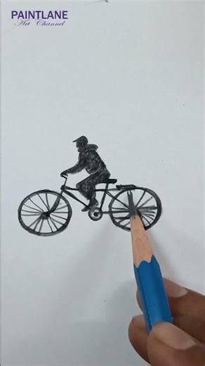 Pencil Shading Cycle with man and Tree #shorts #art #pencilshading