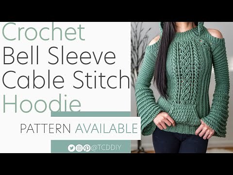 Crochet Bell Sleeve Cable Stitch Hoodie | Pattern & Tutorial DIY