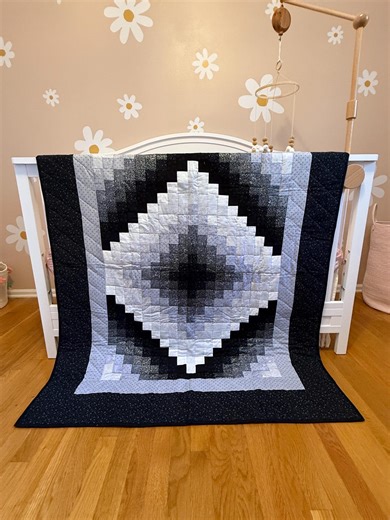 NEW Amish Trip Around the World Crib Quilt – Black, Gray & White, 45x55, Hand Quilted in Lancaster PA - Etsy