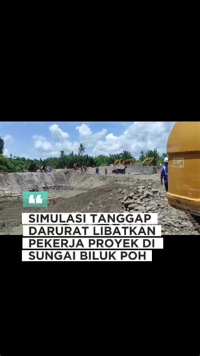 BPBD Jembrana melaksanakan Sosialisasi dan Simulasi Tanggap Darurat (Banjir dan Gempa Bumi) di proyek rehabilitasi Bendung Telepus, Sungai Biluk Poh, Desa Penyaringan, Mendoyo, Selasa (25/11/2025). Kegiatan ini bertujuan meningkatkan kesiapsiagaan pekerja proyek terhadap potensi bencana yang dapat terjadi sewaktu-waktu. Sosialisasi di lokasi proyek ini dipilih karena cukup beresiko. Terlebih beberapa pekan lalu ada kejadian 3 orang pekerja proyek di lokasi ini yang terseret banjir. #bpbd #simula