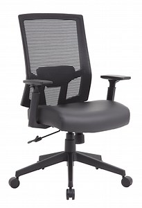 Boss Office Products Mesh Back Vinyl Task Chair with Synchro-Tilt, Black