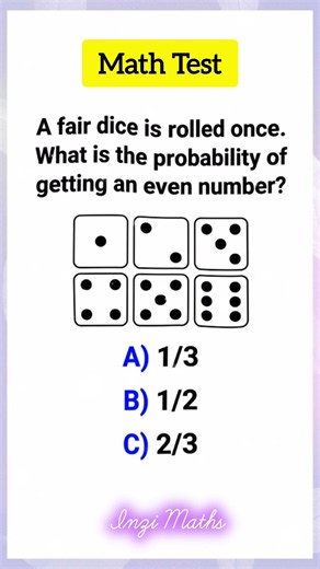 Basic Probability Question: Rolling a Fair Die #maths #statistics