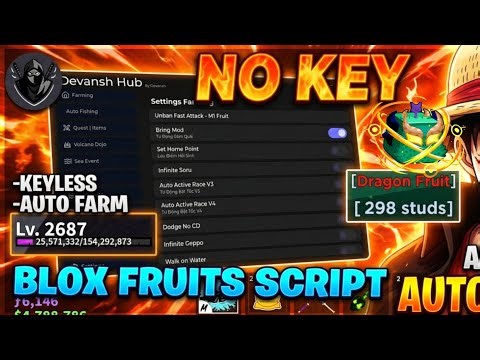 BLOX FRUITS AUTO FARM SCRIPT 2026! 🍎 Devansh Hub(No Key/ Free)