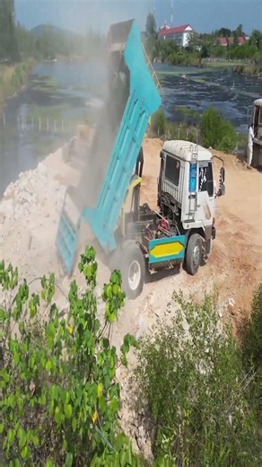 EP.192 Wow!! Incredible Bulldozer Komatsu D31P Pushing Stone & 5T Trucks Unloading #pnmachines