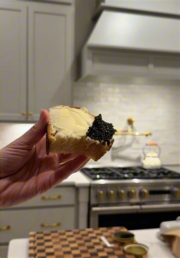 Enjoying Leftover Caviar on Stale Sourdough Bread
