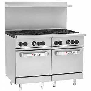 Wolf by Vulcan C48SS-8BN Challenger XL Series Natural Gas 48" Range with 8 Burners and 2 Standard Ovens - 286,000 BTU