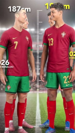 Ronaldo vs Cristiano Jr vs Haaland 😱🔥 Who Is Taller? Football Height Comparison 2026 #edit
