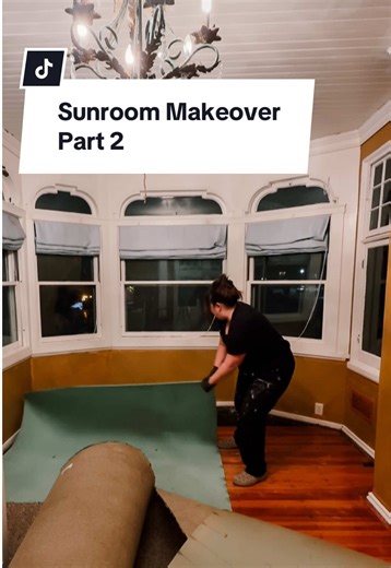 🖤Sunroom Makeover Part 2🖤 2nd coat of paint and starting on the floors!! #interiordesign #designideas #renovationproject #sunroomideas #victorianhouse
