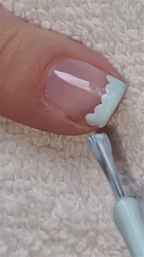 Lacy French Nail Art | Blue Short Nails Design | #naildesign