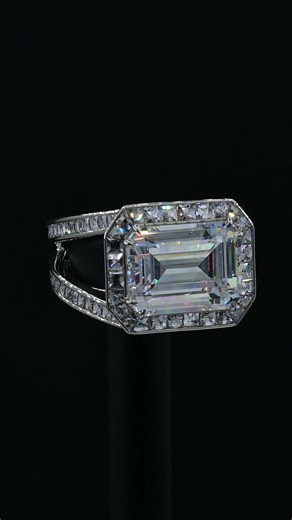 33K views · 1.3K reactions | Emerald-cut diamond up front, Blaze® diamonds all around. The split band and halo are packed with Blaze stones, so every move throws wide flashes of light—not just a sparkle, a full signal. If you want a ring that looks sharp and feels explosive, this is it. #BezAmbar #BlazeDiamond #EmeraldCut #DiamondRing #EngagementRing #FineJewelry #HighJewelry #Diamonds | BEZ AMBAR The Art of Jewelry | Facebook