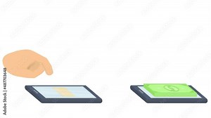 Money transfer. E-commerce animation, alpha channel enabled. Cartoon