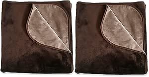 Mambe Luxuriously Soft Waterproof Throw for Couples, The Intimate Blanket is Perfect for Bedroom Play – Size Small, 2 Pack, Chocolate & Cappuccino Reversible - Machine Washable