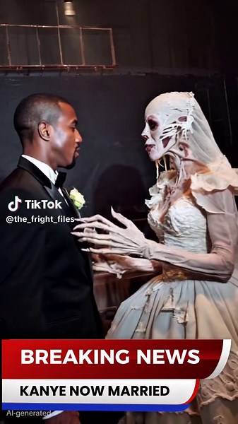 BREAKING: Kanye just tied the knot… and his new bride has the internet speechless. 💍😳🔥 #ai #horror #fy #kanyewest