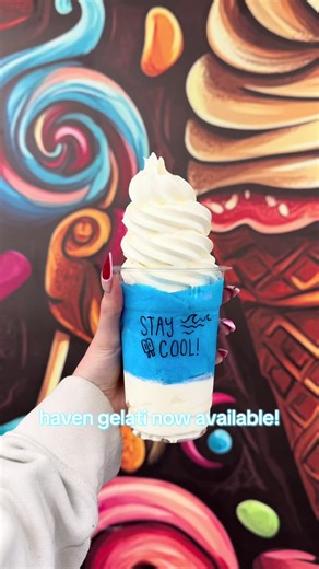NEW Haven Gelati!! Our haven ice layered between vanilla soft serve! Available in blue raspberry and coconut! 🍦🧊 #italianice #icecreamhaven #icecream #fyp #foryoupage