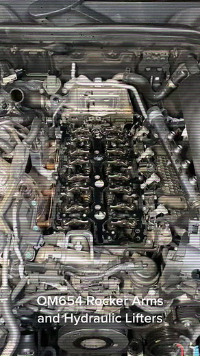 Mercedes OM654 engine in for rocker arms replacement due to them wearing down and causing a knocking noise. Common problem on these engines usually start at around the 100k miles mark #mercedes #om654 #rockerarms #enginejob