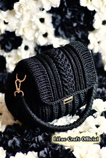 Black Crochet Bag Ideas #crochetideas #crochetbags #handbags #elegantcrochet #knitting