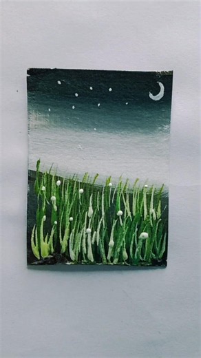 How to Paint a Moonlit Grass Field?#ArtSteps#EasyCanvas