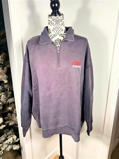 Roots Athletics Half-zip Charcoal Grey Sweater With Embroidered Logo, Size XL, Canadian Athletic Style - Etsy