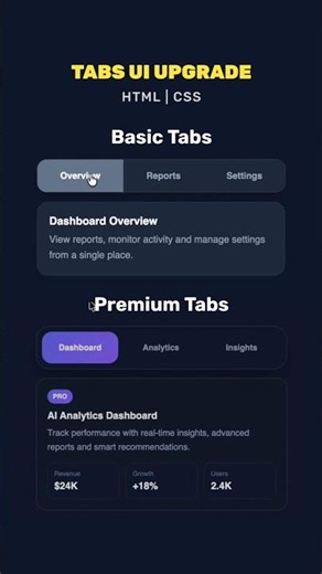 Tabs UI Upgrade | Basic vs Premium Tabs | HTML & CSS #webdesign #uidesign #coding #css