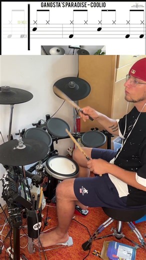 Simple Drum Cover Gangsta Paradise by Coolio Easy drum cover beginner drummer version