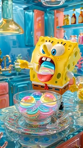 Glass SpongeBob Making Jelly Ice Cream 🍦✨ #shorts