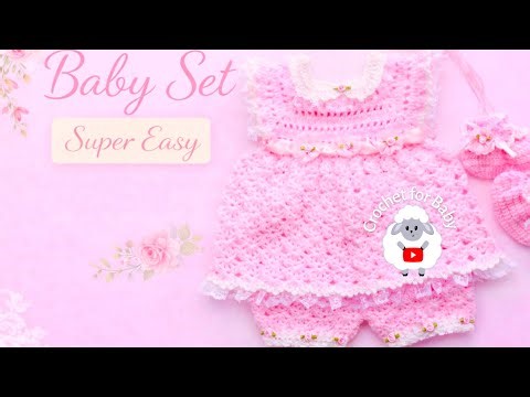 Easy Crochet Baby Dress Set | Leonor Dress, Bloomers & Booties | Easter Outfit