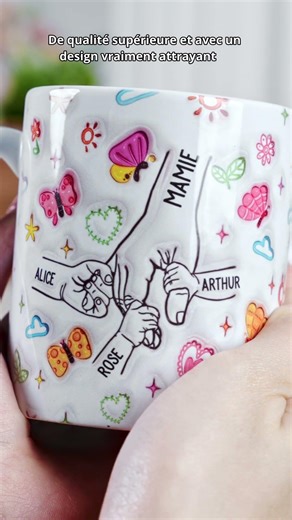 Mug "Maman Fleurs Et Papillons Colorées" Personnalisé - Cadeau pour Maman