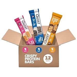 Quest Nutrition Crispy Variety Pack Protein Bars, Protein Rich, Low Sugar, Gluten Free, 12 Count