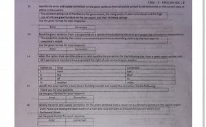 CBSE - X-ENGLISH-WS | 2Identify the error and supply correctio... | Filo