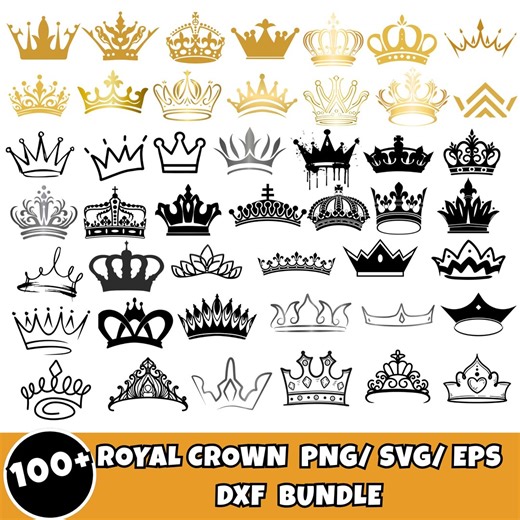 Royal Crown SVG Bundle, King Crown SVG, Queen Crown Svg Png,crown Clipart Princess Tiara Svg,file for Cricut,silhouette,cut File,dxf,png,svg - Etsy