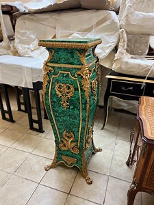 Pair of Louis XV Faux Malachite Pedestal Table Stands French Style - Etsy