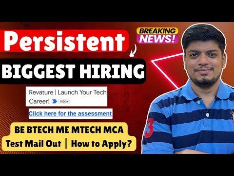 🔥Persistent Biggest Hiring (Revature) | Online Test Mail Out! | BE BTECH ME MTECH MCA Hiring