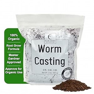 Elm Dirt Worm Castings for Plants - Worm Castings Organic Fertilizer | 100% Organic Plant Food for Houseplants, Gardening, Shrubs & Bushes, Root Growth and Micro Nutrients - Earthworm Casting, 2 lbs