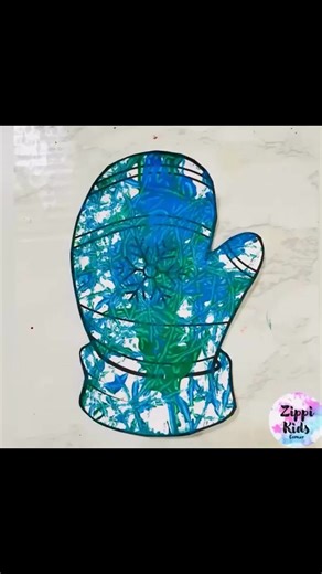 Mitten Marbling Art! Write “Winter Freebie” to grab this free mitten template! | Zippi Kids Corner