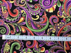 Swirl Paisley Sunset Black Metallic Fabric Benartex Cotton 16259M-22 - Etsy